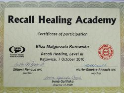 Certyfkat Recall Healing, level 3, Eliza M. Kurowska