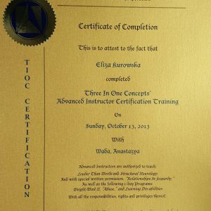 Certyfkat Advance Instructor  Eliza M. Kurowska